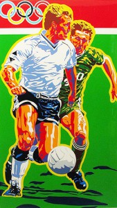 伊丹市にて骨董品・絵画・着物をお買取|ヒロヤマガタ作「シルクスクリーン版画(アトランタオリンピックサッカー)」の買取実績