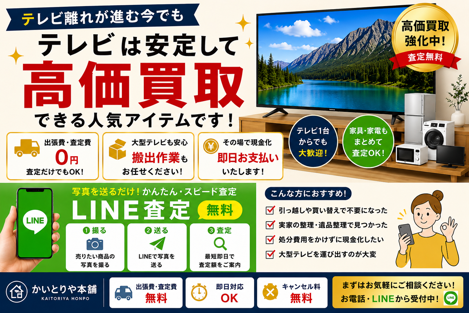 テレビ離れが進む今でも、テレビは安定して買取できる人気アイテムです!!